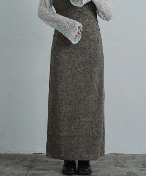 merrylatte(メリーラテ)の「tweed halter cami one-piece(ワンピース・レディース・ブラウン・FREE)」の6枚目の写真