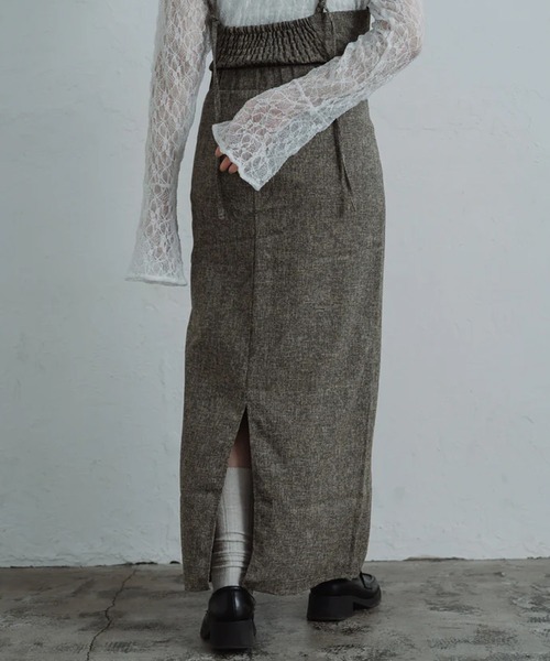 merrylatte(メリーラテ)の「tweed halter cami one-piece(ワンピース・レディース・ブラウン・FREE)」の4枚目の写真