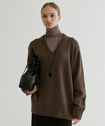 Alpaca V-Neck Sweater Brown