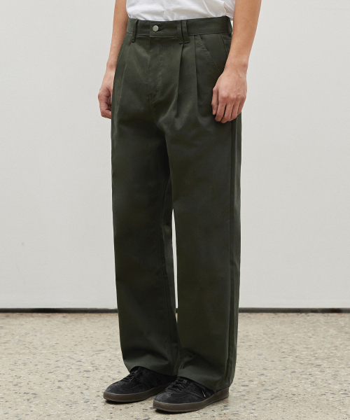 DECET(デケト)の「Dawn 2Pleats Wide Pants DCPT007Khaki(デニムパンツ・レディース・その他・34/32/30/26/28)」の1枚目の写真