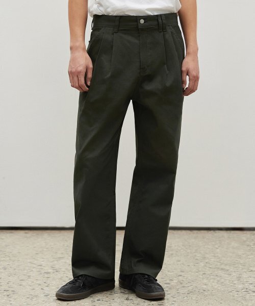 DECET(デケト)の「Dawn 2Pleats Wide Pants DCPT007Khaki(デニムパンツ・レディース・その他・34/32/30/26/28)」の2枚目の写真