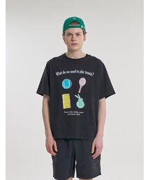CLEVER FIELD（クレバーフィールド）の「プレイテニスグラフィックオーバーサイズTシャツ[ブラック]（Tシャツ/カットソー）」