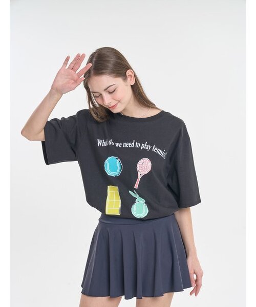 CLEVER FIELD（クレバーフィールド）の「プレイテニスグラフィックオーバーサイズTシャツ[ブラック]（Tシャツ/カットソー・メンズ・その他・MEDIUM/LARGE/X-LARGE）」の2枚目の写真