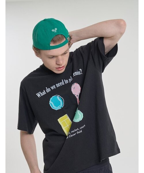 CLEVER FIELD（クレバーフィールド）の「プレイテニスグラフィックオーバーサイズTシャツ[ブラック]（Tシャツ/カットソー・メンズ・その他・MEDIUM/LARGE/X-LARGE）」の3枚目の写真