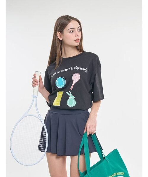 CLEVER FIELD（クレバーフィールド）の「プレイテニスグラフィックオーバーサイズTシャツ[ブラック]（Tシャツ/カットソー・メンズ・その他・MEDIUM/LARGE/X-LARGE）」の4枚目の写真