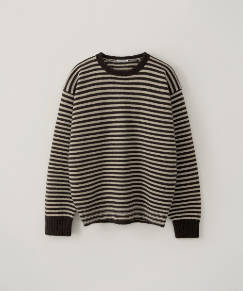 フィッシャーマンストライプニット_OAT BROWN