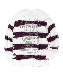 MAGOODGAN（メックウッドガン）の「スウェッグバー 3559 ストライプ オーバーサイズ バイオレット 長袖Tシャツ（Tシャツ/カットソー）」