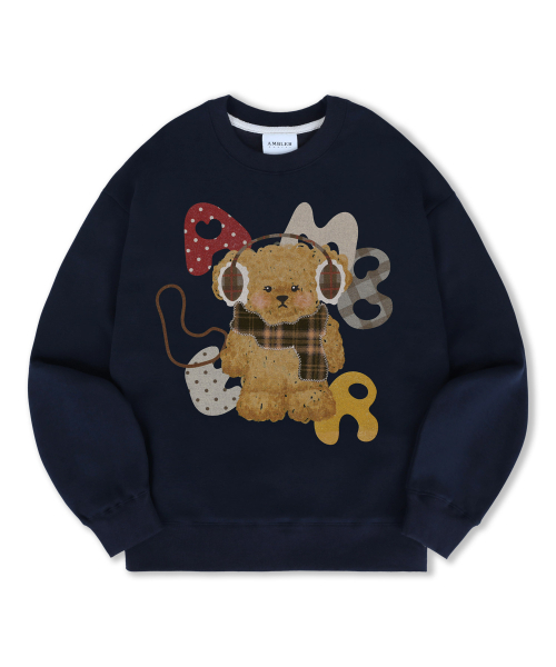 ambler(エムブラー)の「ウィンター パピー アプリケ 刺繍 スウェット Tシャツ AMM1313 (ネイビー)(スウェット・レディース・その他・LARGE/MEDIUM/SMALL)」の2枚目の写真