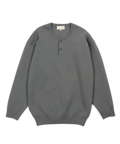 The DUFFER of ST.GEORGE（ザダファーオブセントジョージ）の「WASHABLE HENLEY NECK KNIT：自宅で洗える ウォッシャブル ヘンリーネックニット（ニット/セーター・メンズ・ライトグレー/アッシュグレー/ブラック・MEDIUM/LARGE/X-LARGE）」の6枚目の写真