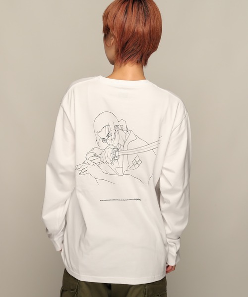 YEN TOWN MARKET(イェンタウンマーケット)の「【SAMURAI CHAMPLOO】JIN シルエット ロングスリーブTEE(Tシャツ/カットソー・メンズ・ブラック/ホワイト・XL/L/M)」の2枚目の写真