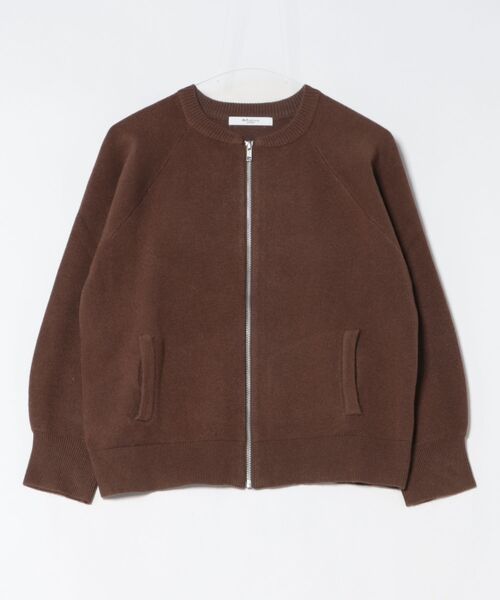m.f.editorial（エムエフエディトリアル）の「【ストレッチ ウォッシャブル ニットアウター】m.f.エディトリアルレディース ZIP ニットブルゾン（ニット/セーター・レディース・ブラック/ブラウン・MEDIUM）」の4枚目の写真