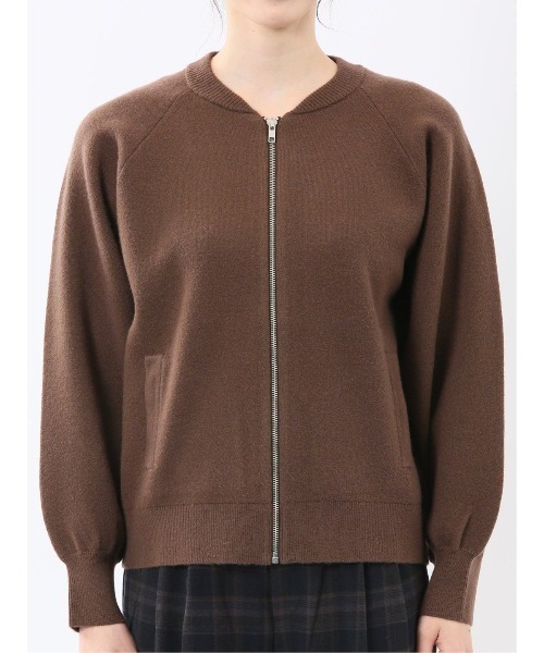 m.f.editorial（エムエフエディトリアル）の「【ストレッチ ウォッシャブル ニットアウター】m.f.エディトリアルレディース ZIP ニットブルゾン（ニット/セーター・レディース・ブラック/ブラウン・MEDIUM）」の5枚目の写真