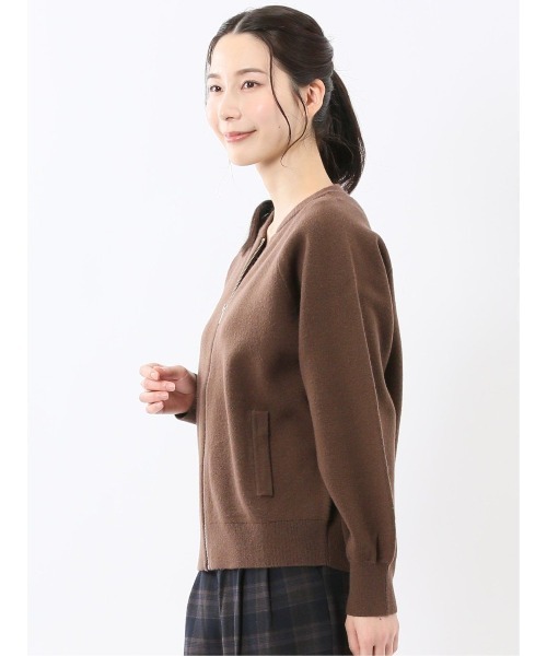 m.f.editorial（エムエフエディトリアル）の「【ストレッチ ウォッシャブル ニットアウター】m.f.エディトリアルレディース ZIP ニットブルゾン（ニット/セーター・レディース・ブラック/ブラウン・MEDIUM）」の11枚目の写真