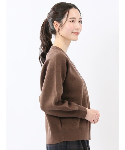 m.f.editorial（エムエフエディトリアル）の「【ストレッチ ウォッシャブル ニットアウター】m.f.エディトリアルレディース ZIP ニットブルゾン（ニット/セーター・レディース・ブラック/ブラウン・MEDIUM）」の13枚目の写真