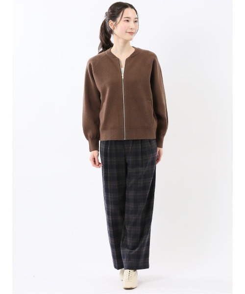 m.f.editorial（エムエフエディトリアル）の「【ストレッチ ウォッシャブル ニットアウター】m.f.エディトリアルレディース ZIP ニットブルゾン（ニット/セーター・レディース・ブラック/ブラウン・MEDIUM）」の14枚目の写真