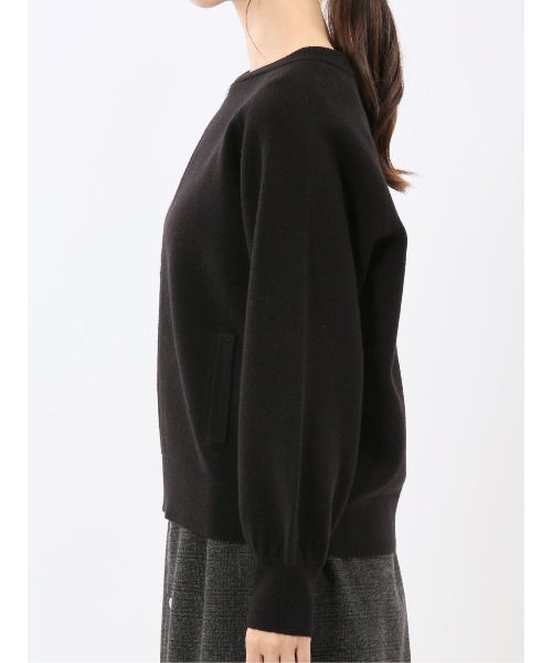 m.f.editorial（エムエフエディトリアル）の「【ストレッチ ウォッシャブル ニットアウター】m.f.エディトリアルレディース ZIP ニットブルゾン（ニット/セーター・レディース・ブラック/ブラウン・MEDIUM）」の17枚目の写真