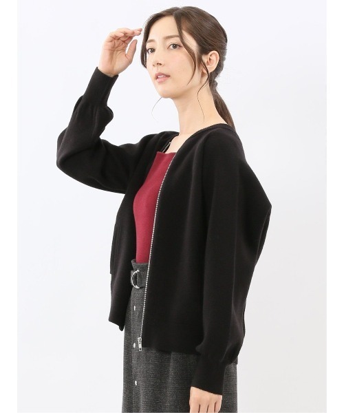 m.f.editorial（エムエフエディトリアル）の「【ストレッチ ウォッシャブル ニットアウター】m.f.エディトリアルレディース ZIP ニットブルゾン（ニット/セーター・レディース・ブラック/ブラウン・MEDIUM）」の22枚目の写真
