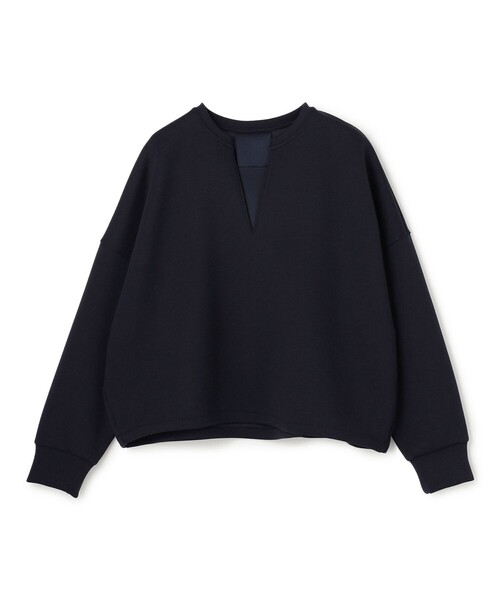 UNFILO(アンフィーロ)の「BEAUTY FORM JERSEY キーネック トップス(スウェット・レディース・ネイビー系/ベージュ系/ライトグレー系・SMALL/MEDIUM)」の4枚目の写真