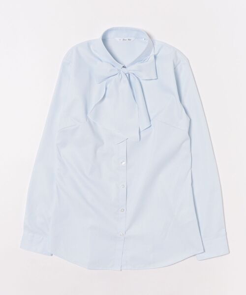 m.f.editorial(エムエフエディトリアル)の「【透け防止 形態安定 UVカット】m.f.エディトリアル レディース リボン脱着 ビジネス ドレス 長袖 ブラウス(ビジネスシャツ・レディース・ホワイト/ピンク系その他/サックスブルー・MEDIUM/LARGE/X-LARGE/S)」の4枚目の写真