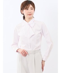 【透け防止 形態安定 UVカット】m.f.エディトリアル レディース リボン脱着 ビジネス ドレス 長袖 ブラウス