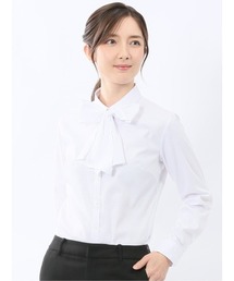 m.f.editorial | 【透け防止 形態安定 UVカット】m.f.エディトリアル レディース リボン脱着 ビジネス ドレス 長袖 ブラウス(ビジネスシャツ)