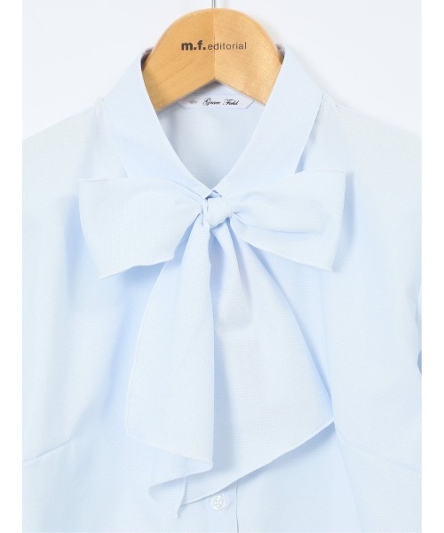m.f.editorial(エムエフエディトリアル)の「【透け防止 形態安定 UVカット】m.f.エディトリアル レディース リボン脱着 ビジネス ドレス 長袖 ブラウス(ビジネスシャツ・レディース・ホワイト/ピンク系その他/サックスブルー・MEDIUM/LARGE/X-LARGE/S)」の9枚目の写真