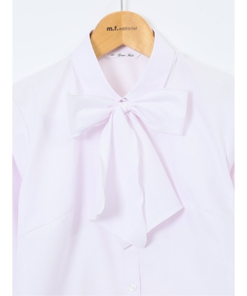 m.f.editorial(エムエフエディトリアル)の「【透け防止 形態安定 UVカット】m.f.エディトリアル レディース リボン脱着 ビジネス ドレス 長袖 ブラウス(ビジネスシャツ・レディース・ホワイト/ピンク系その他/サックスブルー・MEDIUM/LARGE/X-LARGE/S)」の19枚目の写真