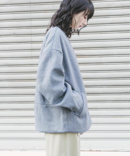 ITEMS URBANRESEARCH（アイテムズ アーバンリサーチ）の「ノーカラーコクーンジャケット（ノーカラージャケット・レディース・グレー/アイボリー・FREE）」の5枚目の写真