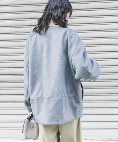 ITEMS URBANRESEARCH（アイテムズ アーバンリサーチ）の「ノーカラーコクーンジャケット（ノーカラージャケット・レディース・グレー/アイボリー・FREE）」の6枚目の写真