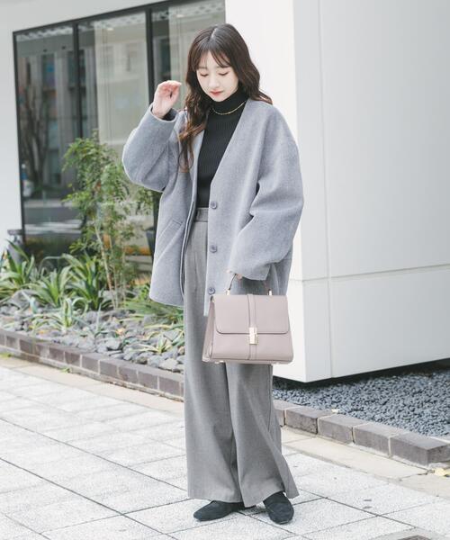 ITEMS URBANRESEARCH（アイテムズ アーバンリサーチ）の「ノーカラーコクーンジャケット（ノーカラージャケット・レディース・グレー/アイボリー・FREE）」の3枚目の写真