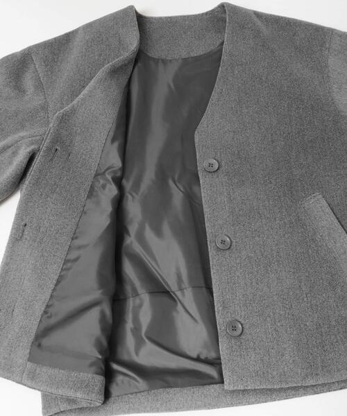 ITEMS URBANRESEARCH（アイテムズ アーバンリサーチ）の「ノーカラーコクーンジャケット（ノーカラージャケット・レディース・グレー/アイボリー・FREE）」の7枚目の写真