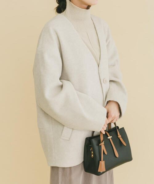 ITEMS URBANRESEARCH（アイテムズ アーバンリサーチ）の「ノーカラーコクーンジャケット（ノーカラージャケット・レディース・グレー/アイボリー・FREE）」の12枚目の写真