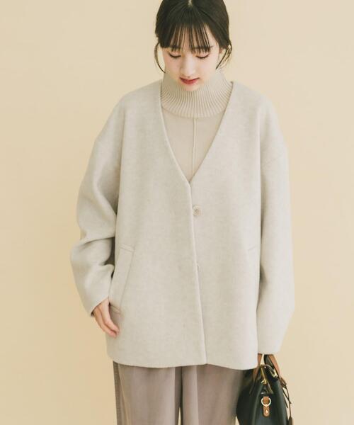 ITEMS URBANRESEARCH（アイテムズ アーバンリサーチ）の「ノーカラーコクーンジャケット（ノーカラージャケット・レディース・グレー/アイボリー・FREE）」の13枚目の写真