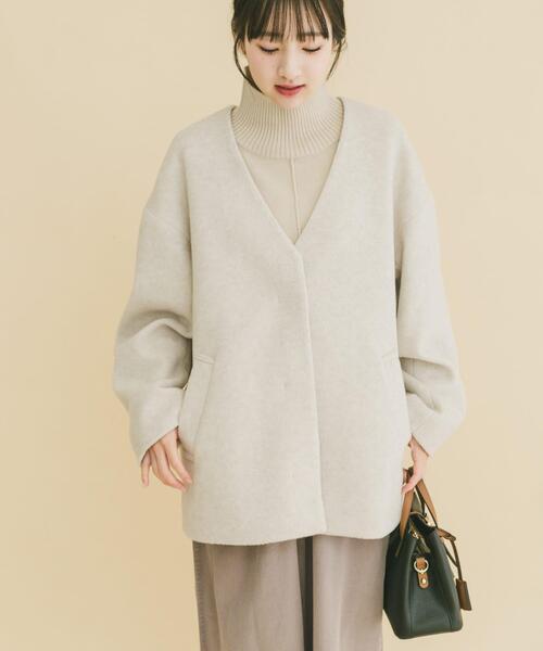 ITEMS URBANRESEARCH（アイテムズ アーバンリサーチ）の「ノーカラーコクーンジャケット（ノーカラージャケット・レディース・グレー/アイボリー・FREE）」の14枚目の写真