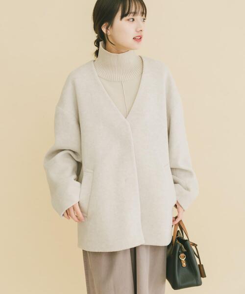 ITEMS URBANRESEARCH（アイテムズ アーバンリサーチ）の「ノーカラーコクーンジャケット（ノーカラージャケット・レディース・グレー/アイボリー・FREE）」の15枚目の写真