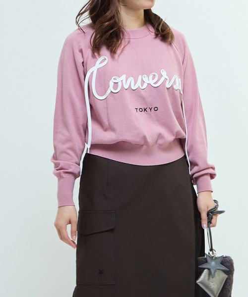 CONVERSE TOKYO(コンバーストウキョウ)の「SPINDLE LOGO SHORT KNIT(ニット/セーター・レディース・ブラック/セージグリーン/グレー/レッド/ピンク・FREE)」の4枚目の写真