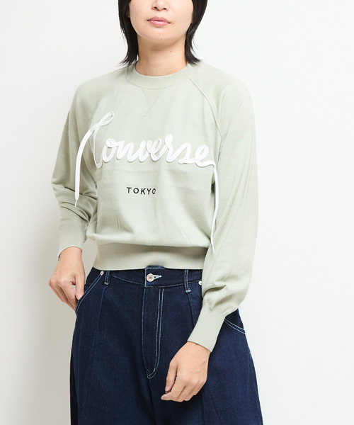 CONVERSE TOKYO(コンバーストウキョウ)の「SPINDLE LOGO SHORT KNIT(ニット/セーター・レディース・ブラック/セージグリーン/グレー/レッド/ピンク・FREE)」の3枚目の写真