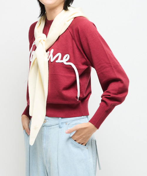 CONVERSE TOKYO(コンバーストウキョウ)の「SPINDLE LOGO SHORT KNIT(ニット/セーター・レディース・ブラック/セージグリーン/グレー/レッド/ピンク・FREE)」の6枚目の写真