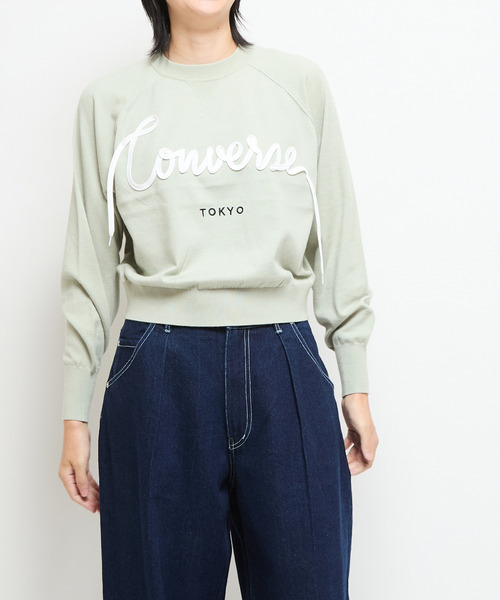 CONVERSE TOKYO(コンバーストウキョウ)の「SPINDLE LOGO SHORT KNIT(ニット/セーター・レディース・ブラック/セージグリーン/グレー/レッド/ピンク・FREE)」の8枚目の写真