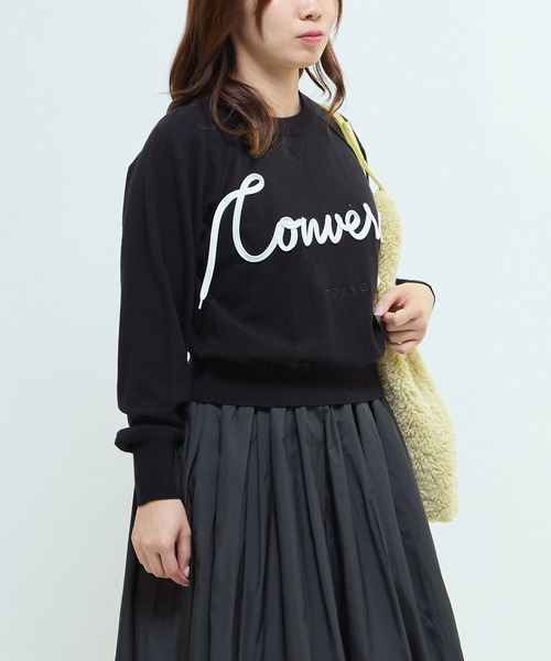 CONVERSE TOKYO(コンバーストウキョウ)の「SPINDLE LOGO SHORT KNIT(ニット/セーター・レディース・ブラック/セージグリーン/グレー/レッド/ピンク・FREE)」の12枚目の写真