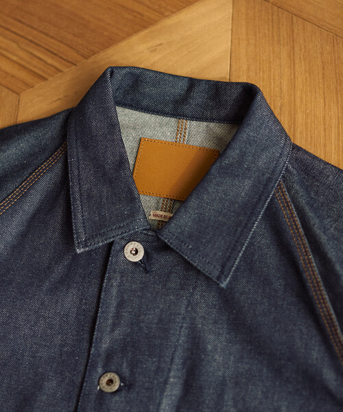 Denime ドゥニーム デニムカバーオール バンドカラー ワークジャケット L Denime（ドゥニーム）の「【MadeInJapan】バンドカラーカバーオール