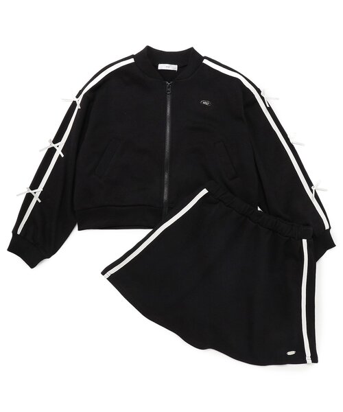 algy(アルジー)の「りぼんラインジャージセットアップ(セットアップ・キッズ・アイボリー/ブラック・160/150/140/130)」の2枚目の写真