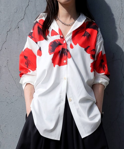 antiqua(アンティカ)の「花柄 シャツ(シャツ/ブラウス・レディース・ホワイト系その他・ONESIZE)」の1枚目の写真