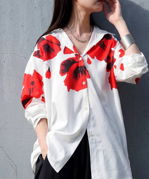 antiqua(アンティカ)の「花柄 シャツ(シャツ/ブラウス・レディース・ホワイト系その他・ONESIZE)」の3枚目の写真
