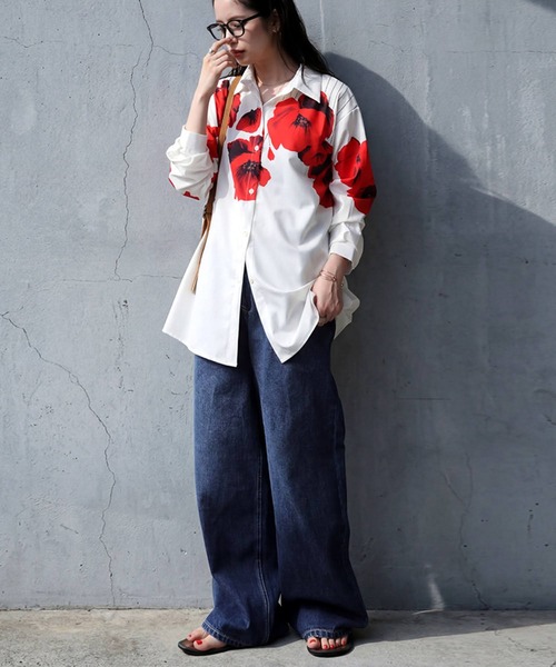antiqua(アンティカ)の「花柄 シャツ(シャツ/ブラウス・レディース・ホワイト系その他・ONESIZE)」の4枚目の写真