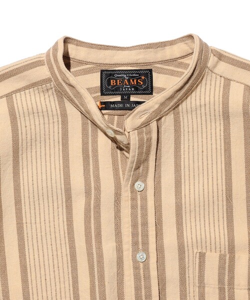 BEAMS PLUS(ビームスプラス)の「Band Pullover Indian Oxford Stripe(シャツ/ブラウス・メンズ・ベージュ/ブラウン・LARGE/MEDIUM/SMALL/X-LARGE)」の4枚目の写真