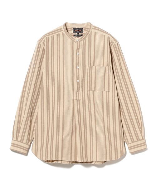 BEAMS PLUS(ビームスプラス)の「Band Pullover Indian Oxford Stripe(シャツ/ブラウス・メンズ・ベージュ/ブラウン・LARGE/MEDIUM/SMALL/X-LARGE)」の7枚目の写真