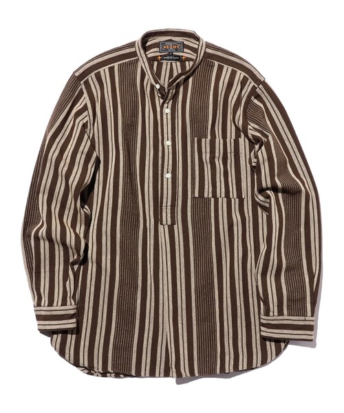 BEAMS PLUS(ビームスプラス)の「Band Pullover Indian Oxford Stripe(シャツ/ブラウス・メンズ・ベージュ/ブラウン・LARGE/MEDIUM/SMALL/X-LARGE)」の10枚目の写真