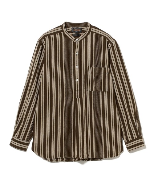 BEAMS PLUS(ビームスプラス)の「Band Pullover Indian Oxford Stripe(シャツ/ブラウス・メンズ・ベージュ/ブラウン・LARGE/MEDIUM/SMALL/X-LARGE)」の12枚目の写真