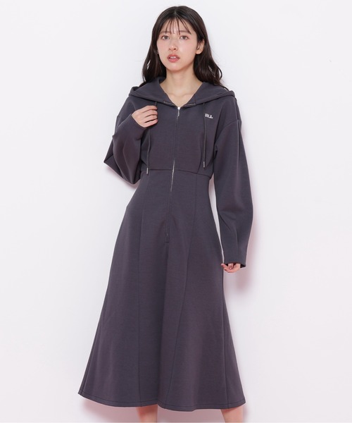 JILL by JILL STUART（ジルバイジルスチュアート）の「【WEB限定再入荷】ダイバーフーディーロングワンピース（ワンピース・レディース・ベージュ/グレー/ピンク・FREE）」の7枚目の写真